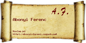 Abonyi Ferenc névjegykártya